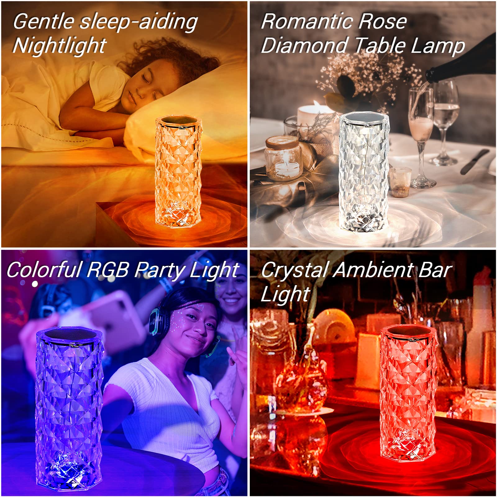 Crystal Lamp Touch Control Table Lamp